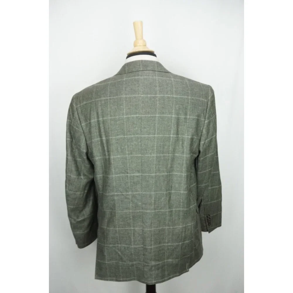 Jos A Bank Signature Collection Tailored Fit Silk Linen Gray Plaid Sport Coat 42